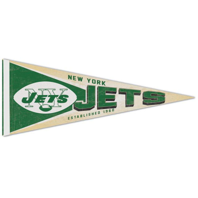 Banderín premium retro con el logotipo clásico de los New York Jets, 12" x 30"