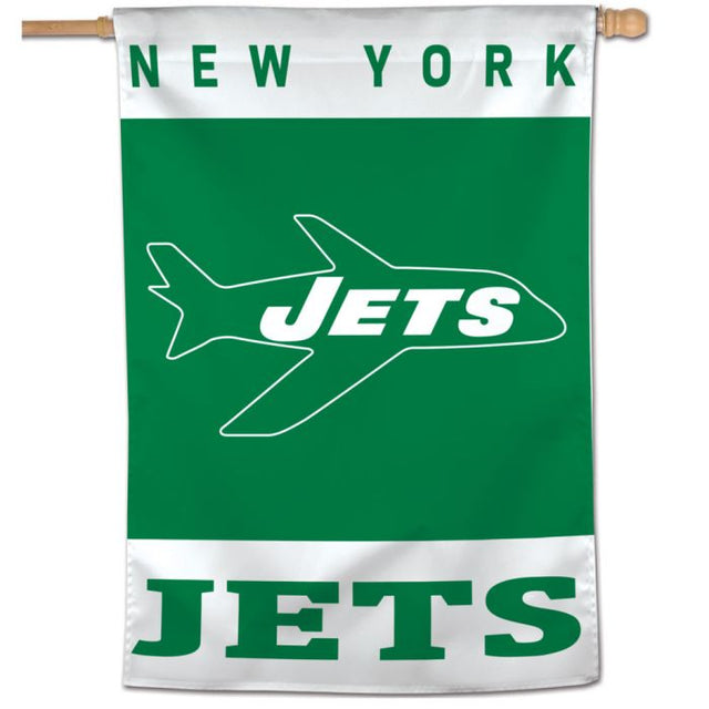 Bandera vertical retro con logotipo clásico de los New York Jets, 28" x 40"