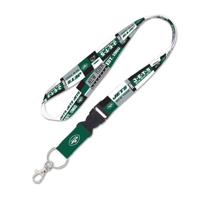 Cordón con hebilla desmontable y diseño de bloques de color de los New York Jets de 1"