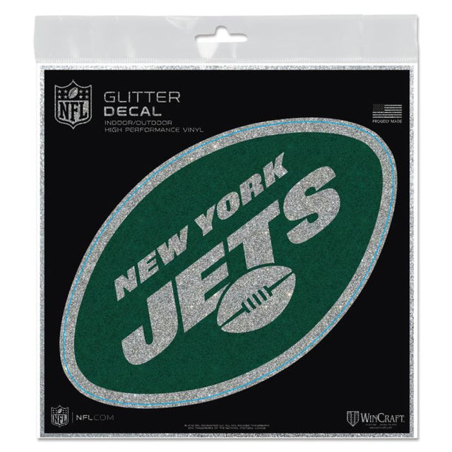 Calcomanía con brillantina de los New York Jets de 6" x 6"