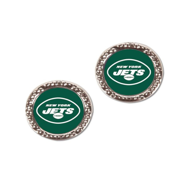 New York Jets Earrings Jewelry Carded Round