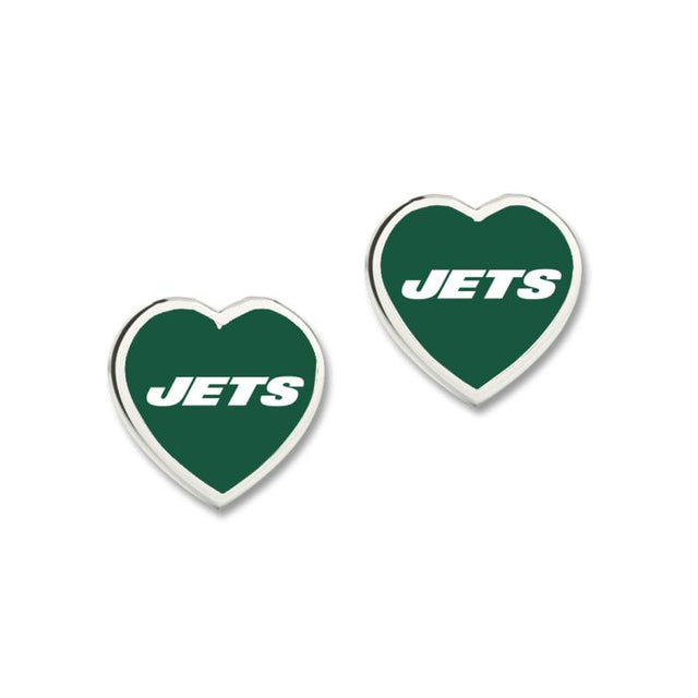 New York Jets Earrings w/3D Heart