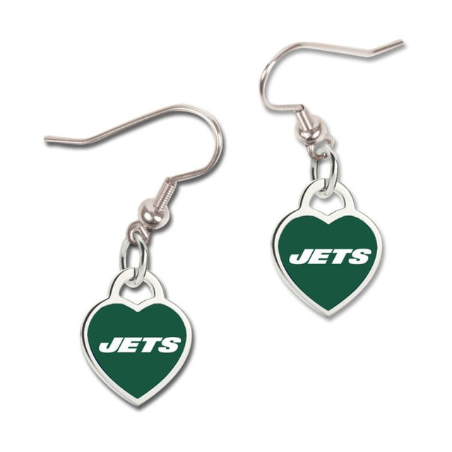 New York Jets Earrings w/3D Heart