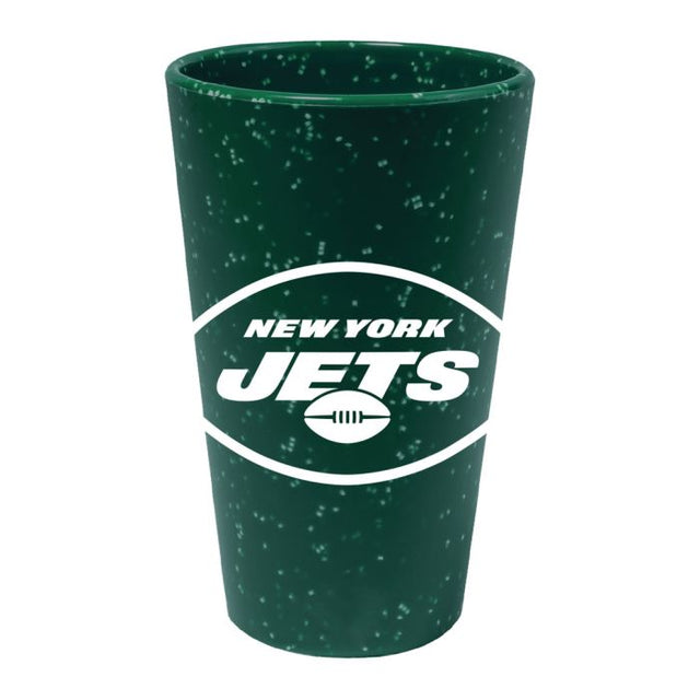 Vaso de pinta de silicona de 16 oz con diseño de New York Jets Green Speckle