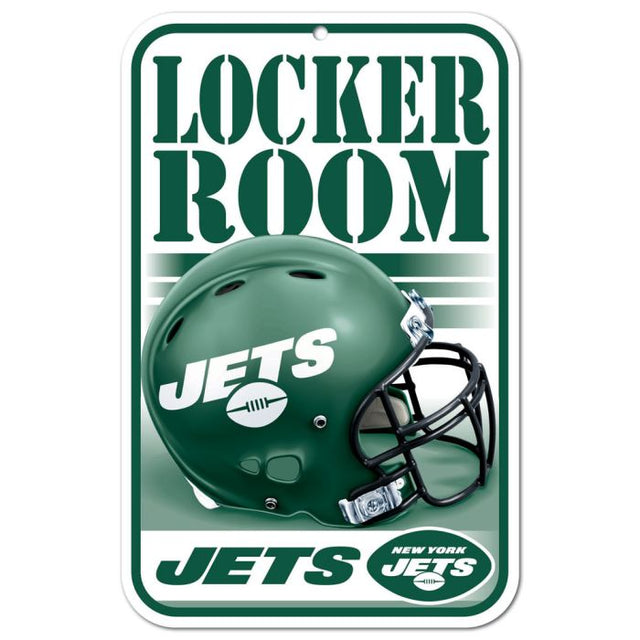 Letrero de plástico para vestuario de los New York Jets, 11" x 17"