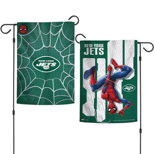 New York Jets / Marvel (C) 2021 Banderas de jardín MARVEL de 2 lados 12,5" x 18"