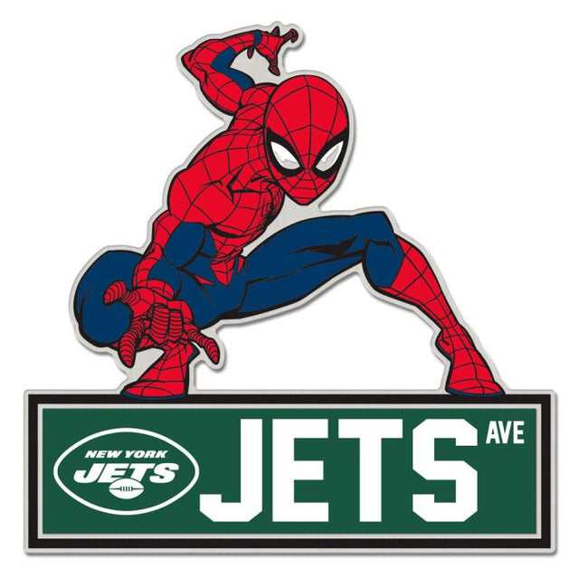 Tarjeta de joyería con pin de colección de MARVEL de los New York Jets/Marvel (c) 2021