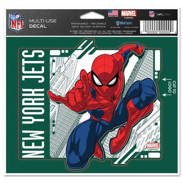 New York Jets / Marvel (c) Calcomanía multiusos MARVEL 2021: cortada según el logotipo, 5" x 6"