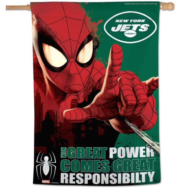 Bandera vertical de Marvel de los New York Jets/Marvel (c) 2021 de 28" x 40"