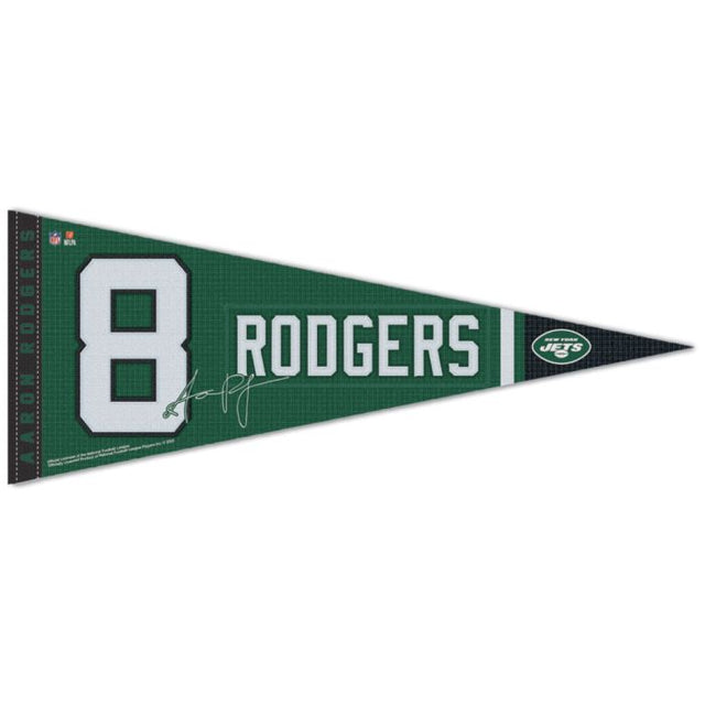 Banderín premium de los New York Jets de 12" x 30" de Aaron Rodgers