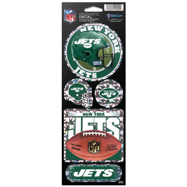 Calcomanía prismática de los New York Jets de 4" x 11"