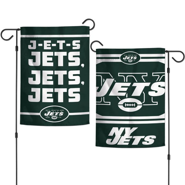 Banderas de jardín con lema de los New York Jets, de 2 lados, 12,5" x 18"