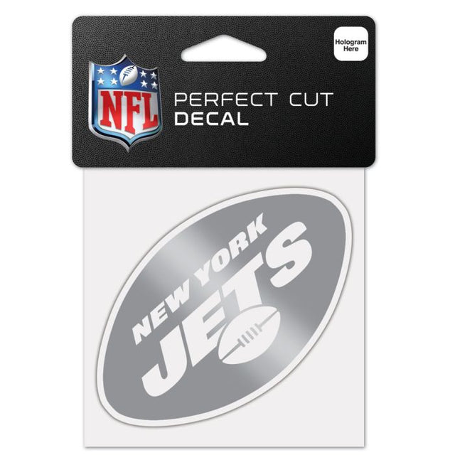 Calcomanía plateada metalizada de los New York Jets de 4" x 4"