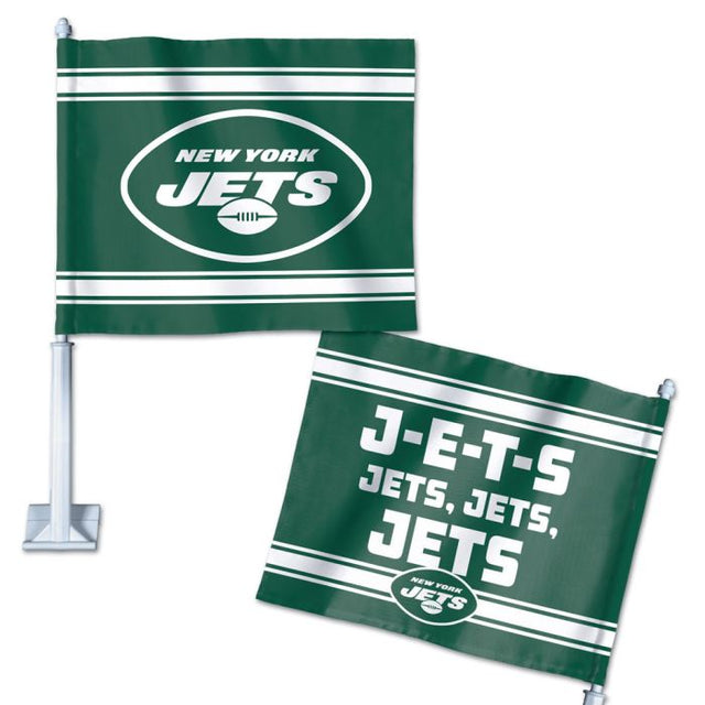 Bandera para auto con eslogan de los New York Jets, 11,75" x 14"