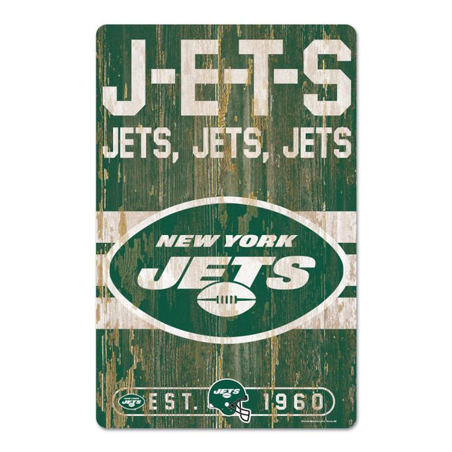 Letrero de madera con el eslogan de los New York Jets, 11" x 17", 1/4" de grosor