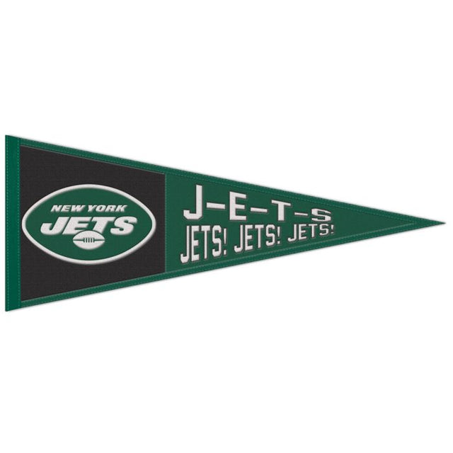 Banderín de lana con el eslogan de los New York Jets, 13" x 32"