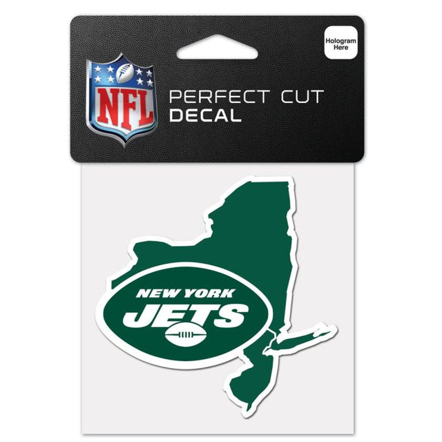 Calcomanía de color con corte perfecto y forma del estado de los New York Jets, 4" x 4"