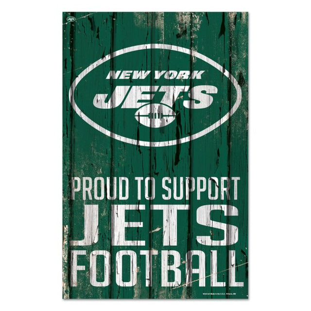 Letrero de madera de los New York Jets de 11" x 17" y 1/4" de grosor