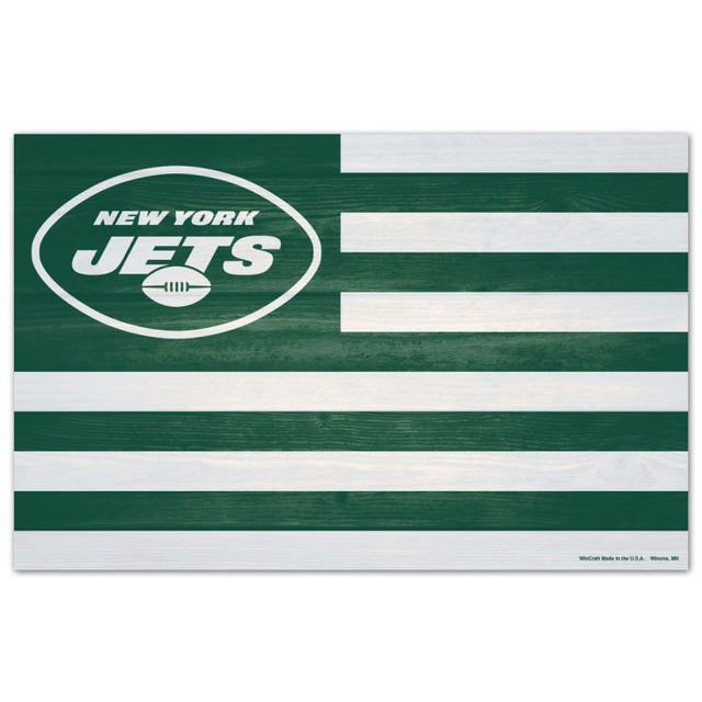 Letrero de madera de los New York Jets de 11" x 17" y 1/4" de grosor