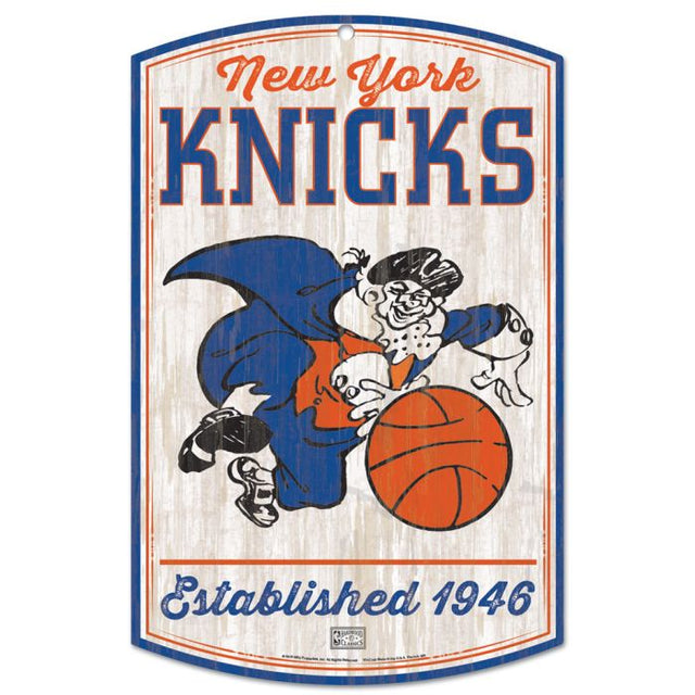 Letrero de madera de los New York Knicks Hardwoods de 11" x 17" y 1/4" de grosor