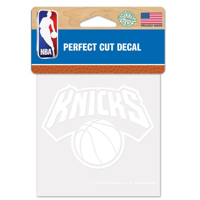 Calcomanía blanca de corte perfecto de los New York Knicks de 4" x 4"