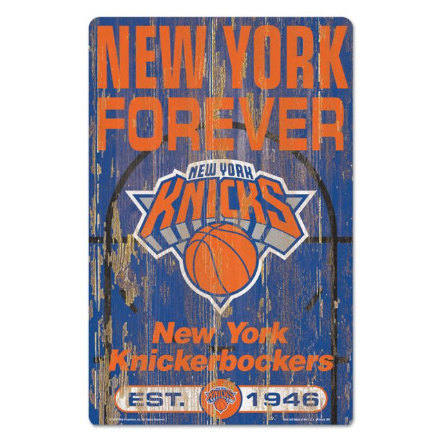 Letrero de madera con el lema de los New York Knicks, 11" x 17", 1/4" de grosor