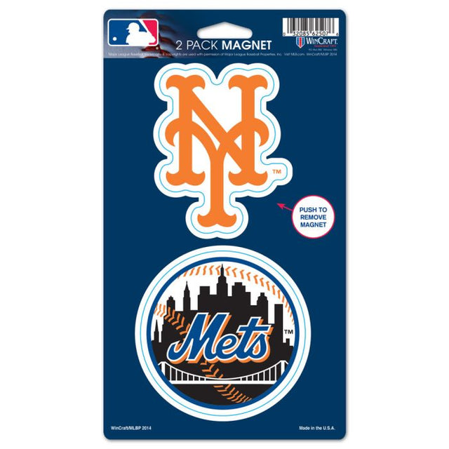 Paquete de 2 imanes de los New York Mets de 5" x 9"