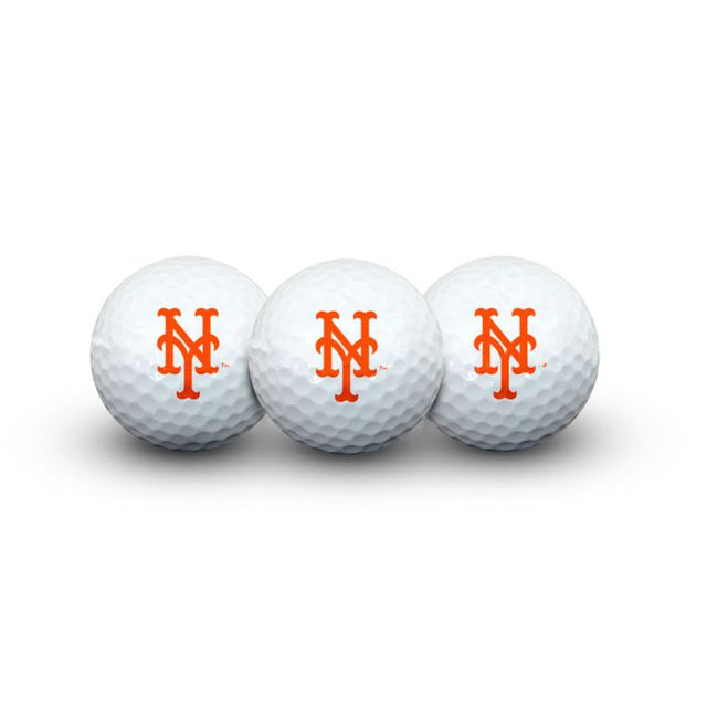 3 pelotas de golf de los New York Mets en estuche tipo concha