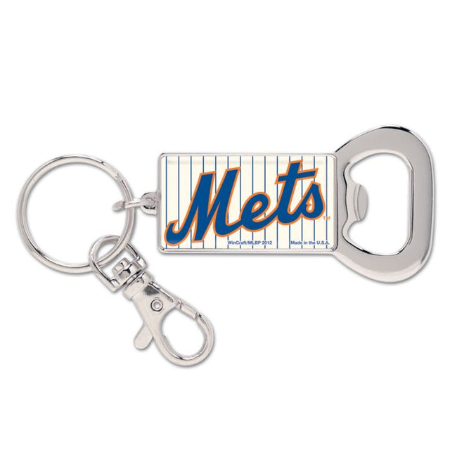 Llavero con abrebotellas rectangular de los New York Mets