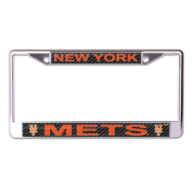 New York Mets CARBON Lic Plt Frame S/L Printed