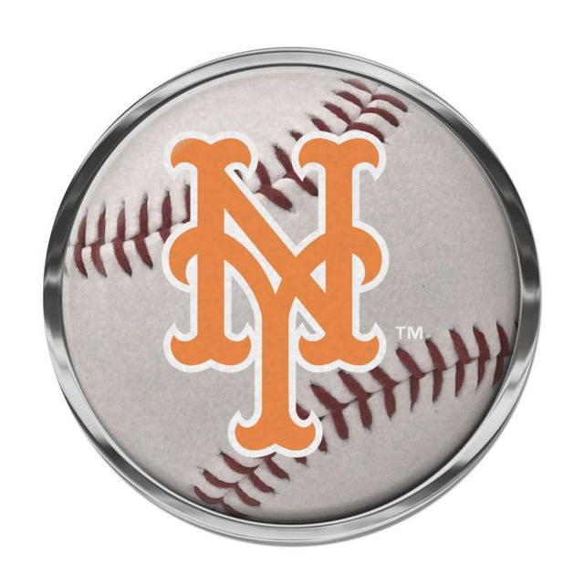 Emblema de metal cromado abovedado de los Mets de Nueva York