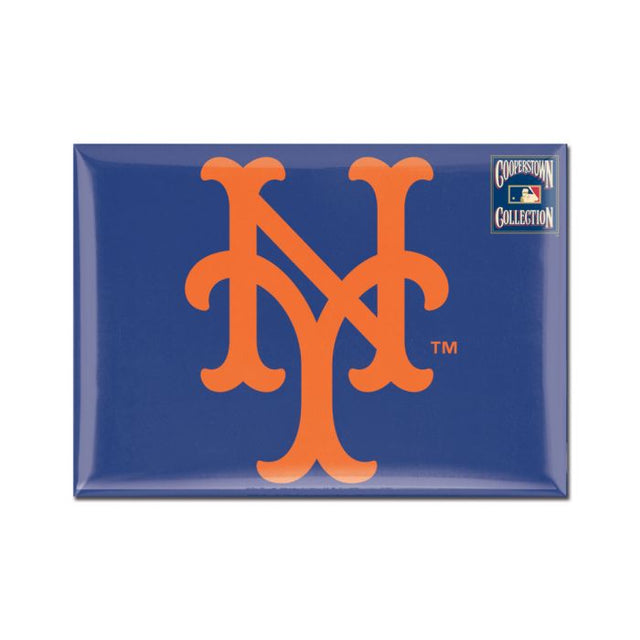 Imán de metal de los Mets de Nueva York y Cooperstown de 2,5" x 3,5"