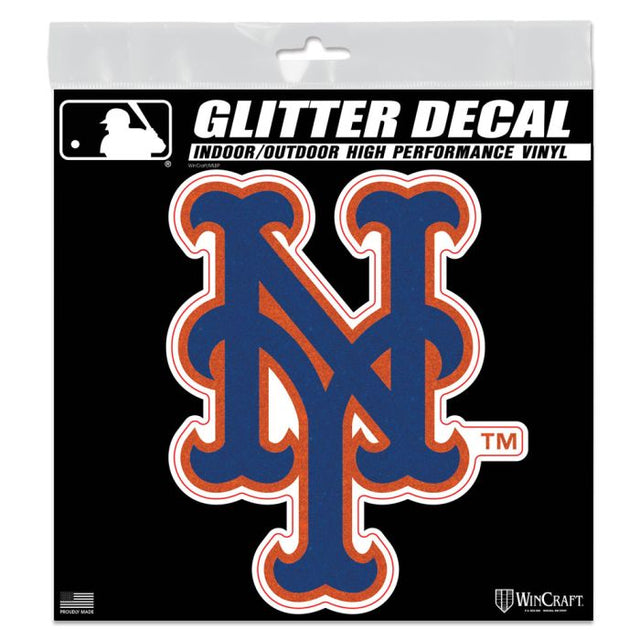 Calcomanía con brillantina de los New York Mets de 6" x 6"