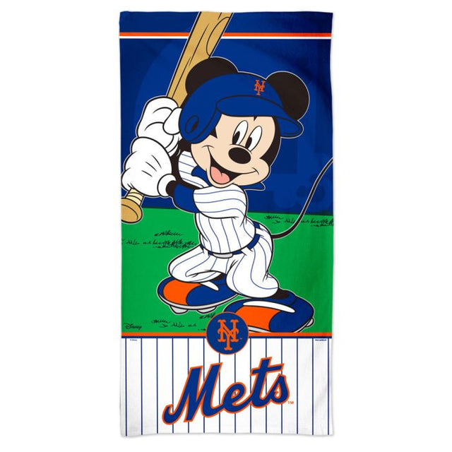 Toalla de playa Spectra de Mickey de Disney y los Mets de Nueva York de 30" x 60"