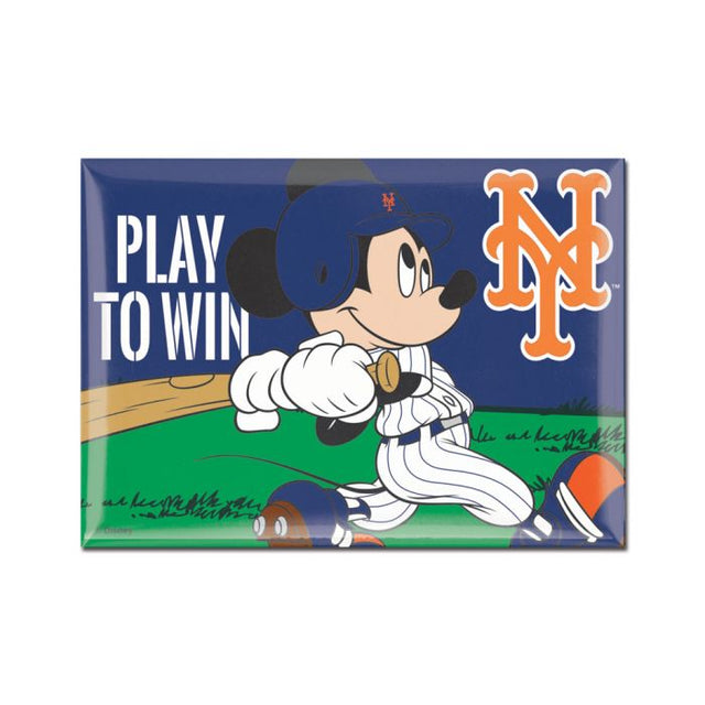 Imán metálico de los Mets de Nueva York y Disney de 2,5" x 3,5"