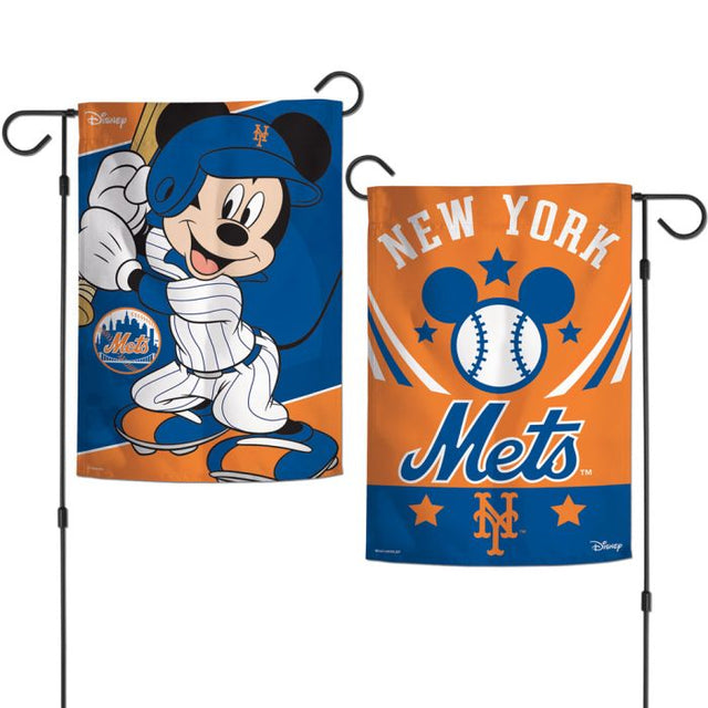 Banderas de jardín de los New York Mets y Disney Mickey Mouse, de 2 lados, 12,5" x 18"