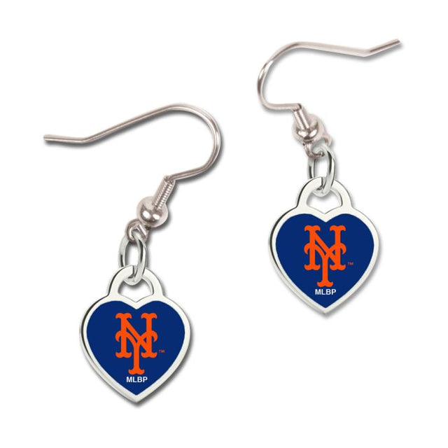 Pendientes de los Mets de Nueva York con corazón en 3D