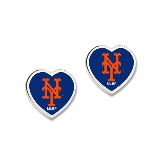 New York Mets Earrings w/3D Heart