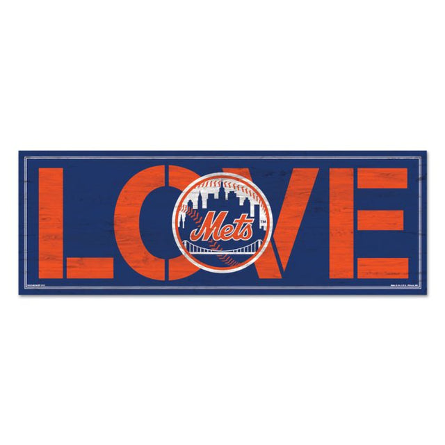 Letrero de madera con la leyenda "Love" de los New York Mets, 8" x 23", 1/4" de grosor