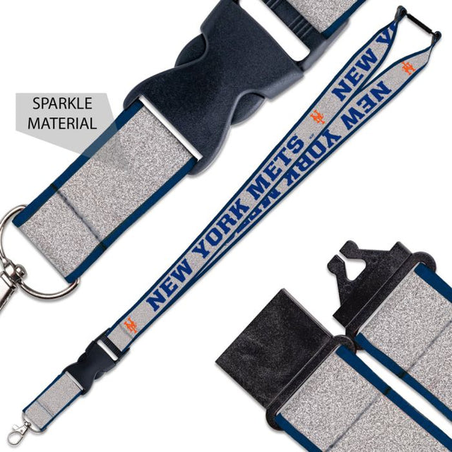 New York Mets Lanyard w/Buckle Glitter 1"