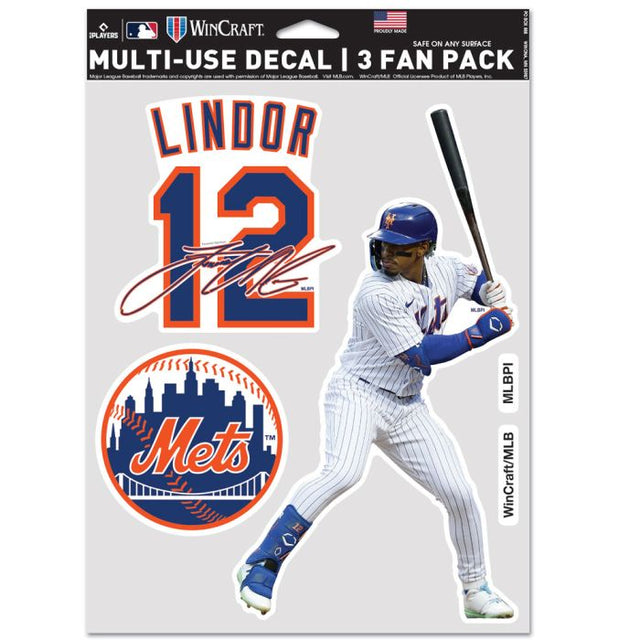 Paquete multiusos para 3 fanáticos de los Mets de Nueva York Francisco Lindor