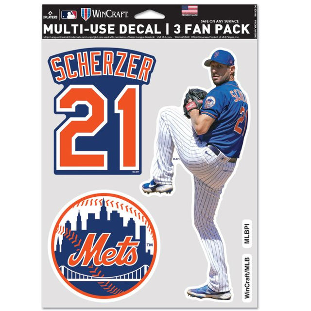 Paquete multiusos para 3 fanáticos de los New York Mets de Max Scherzer