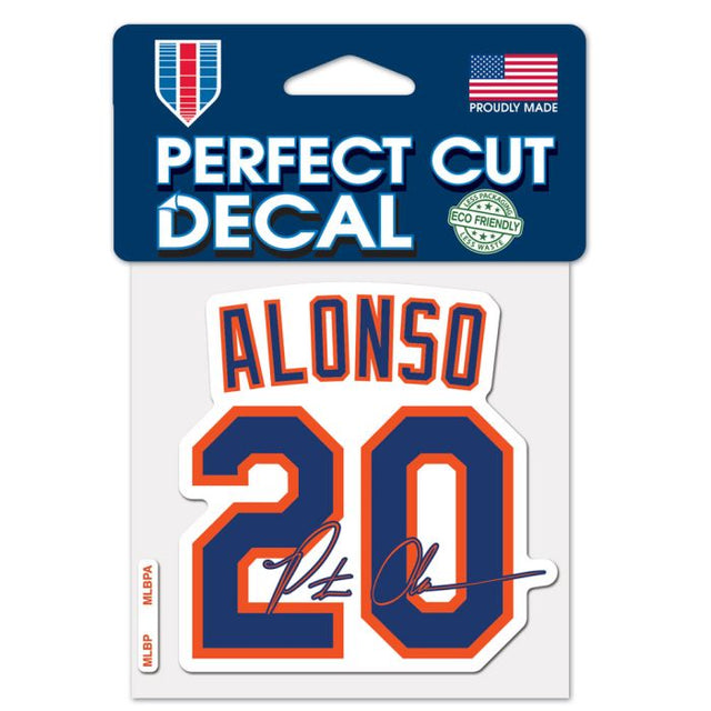 Calcomanía de color de corte perfecto de los Mets de Nueva York de 4" x 4" de Pete Alonso