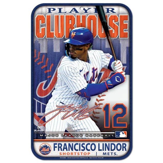 Letrero de plástico de los Mets de Nueva York de 11" x 17" Francisco Lindor