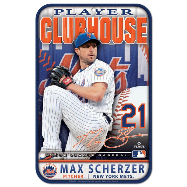 纽约大都会队塑料标牌 11 英寸 x 17 英寸 Max Scherzer