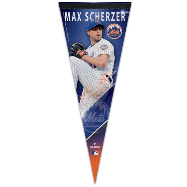 Banderín premium de los New York Mets de 12" x 30" de Max Scherzer