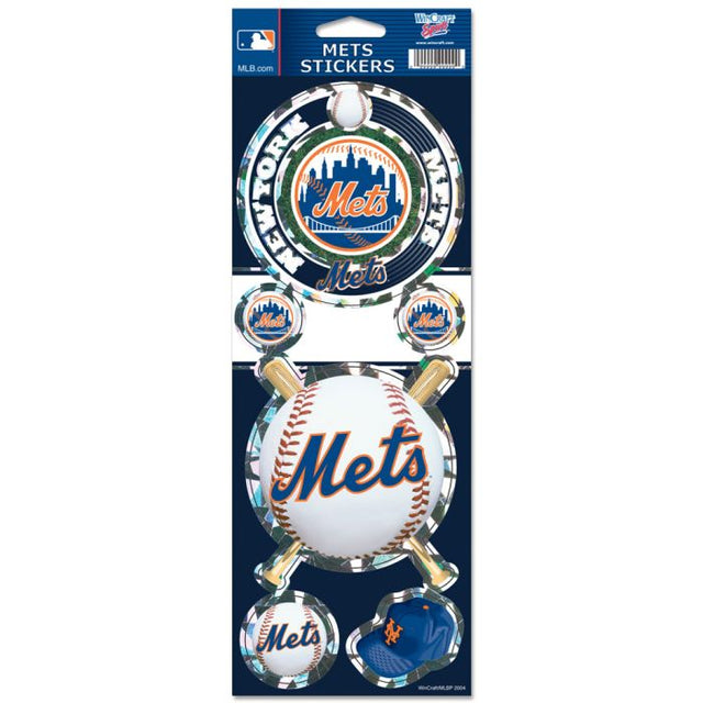 Calcomanía prismática de los Mets de Nueva York de 4" x 11"