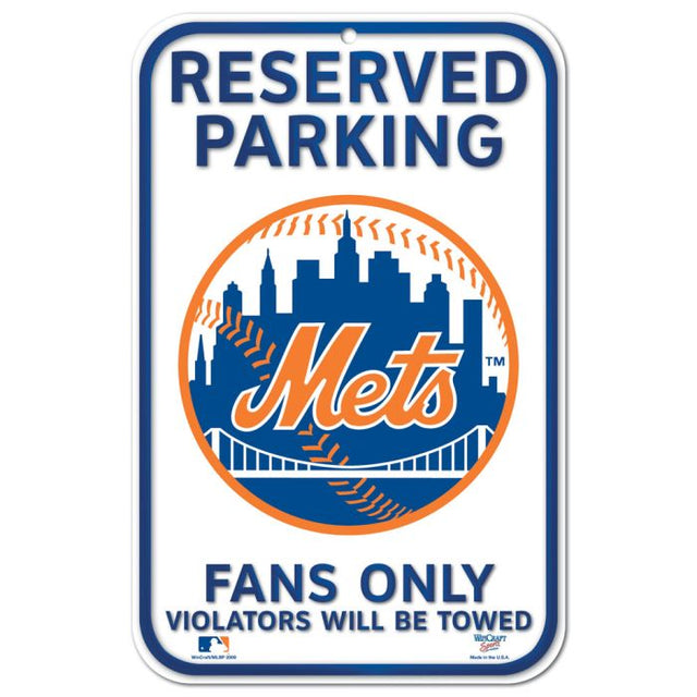 Letrero de plástico de estacionamiento reservado de los New York Mets de 11" x 17"