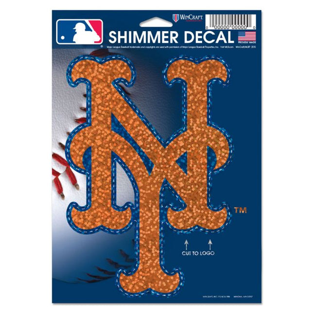 Calcomanías Shimmer de los Mets de Nueva York de 5" x 7"