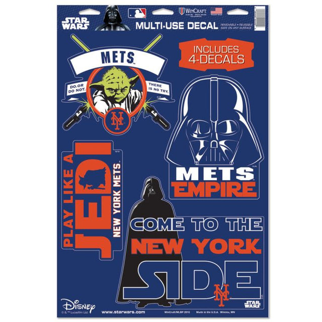 Calcomanía multiusos de Darth Vader y Yoda de Star Wars de los New York Mets, 11" x 17"